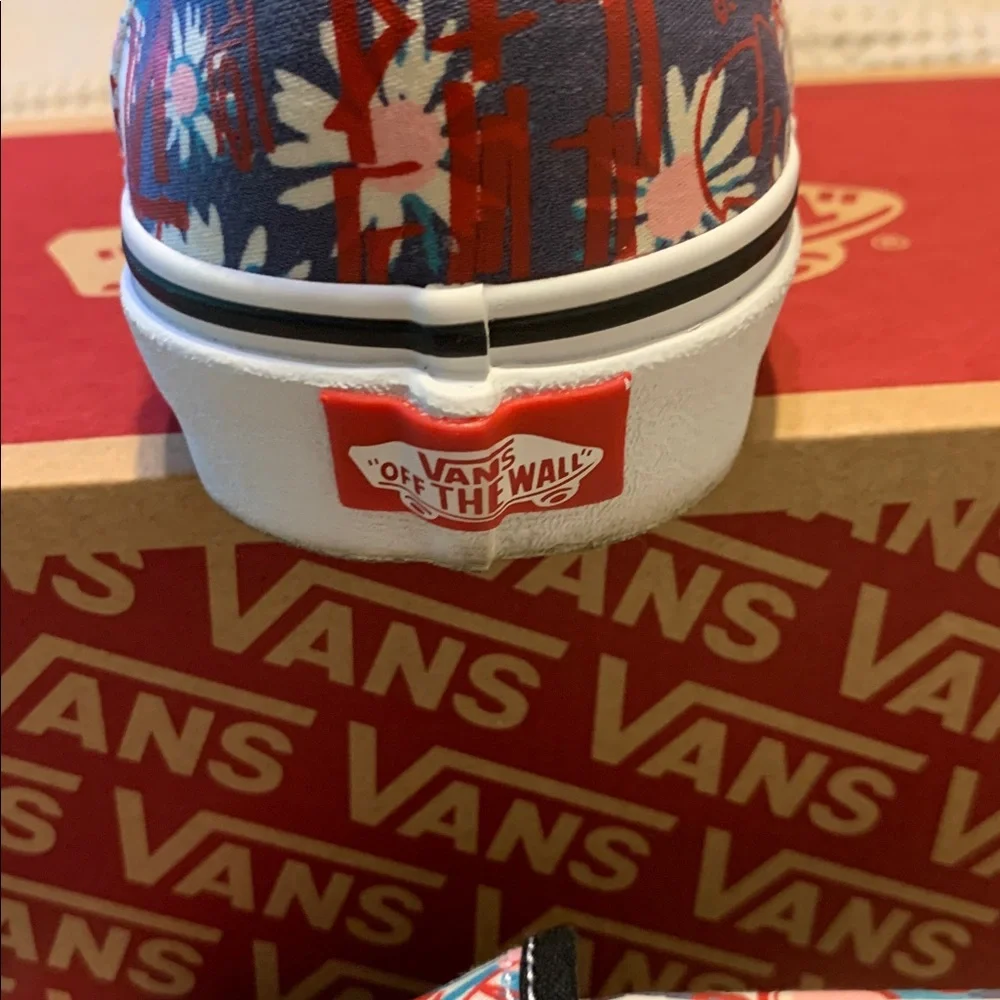 Vans Red and Blue Floral Slip-Ons - Picture 6 of 7